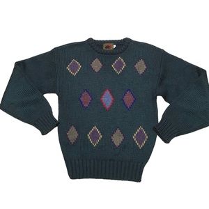 Vintage Sweater Boston Traders Crewneck Geometric Cottagecore Knit Youth Kids 20